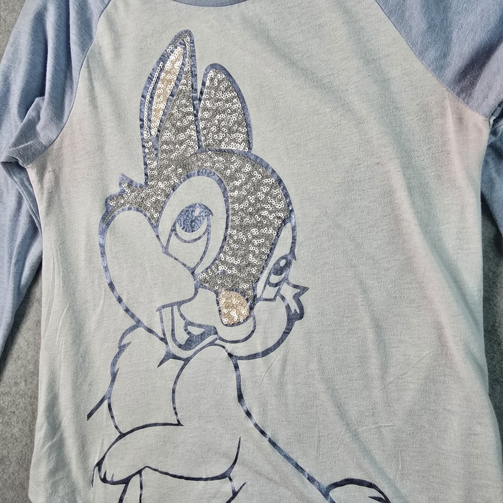 Gap Kids Disney Thumper Pajama Set XL 12 Blue Gray Sequin Glitter Bambi Coquette - Picture 4 of 14